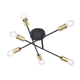 Φωτιστικό Οροφής - Πλαφονιέρα Cross 606700632 Black-Gold Trio Lighting Μέταλλο