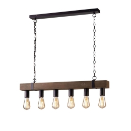 Φωτιστικό Οροφής - Ράγα I-Texas-S6 Natural-Black Luce Ambiente Design Μέταλλο,Ξύλο