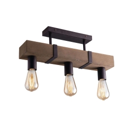 Φωτιστικό Οροφής - Πλαφονιέρα I-Texas-PL3 Natural-Black Luce Ambiente Design Μέταλλο,Ξύλο