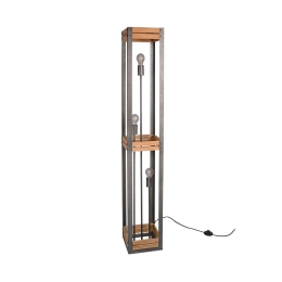 Φωτιστικό Δαπέδου Khan 405500367 Nickel Trio Lighting Μέταλλο,Ξύλο
