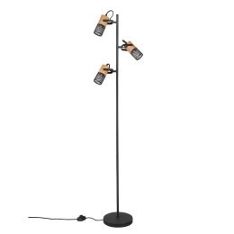Φωτιστικό Δαπέδου Tosh 404300332 Natural-Black Trio Lighting Μέταλλο,Ξύλο