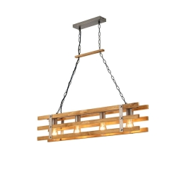 Φωτιστικό Οροφής - Ράγα Khan 305500467 100x15x150cm Nickel Trio Lighting Μέταλλο,Ξύλο