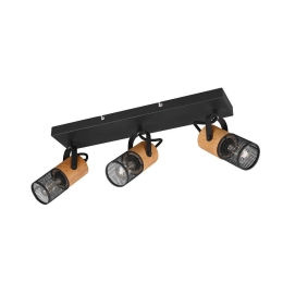 Φωτιστικό Οροφής - Σποτ Tosh 804300332 Natural-Black Trio Lighting Metal,Wood
