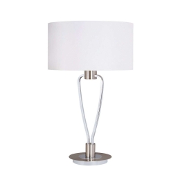 Φωτιστικό Επιτραπέζιο Paris II 58x35cm Nickel Mat-White 500200107 Trio Lighting Μέταλλο,Ύφασμα