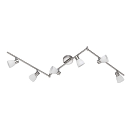 Φωτιστικό Οροφής-Σποτ Carico 150x19x10cm Nickel Mat-White Brushed 871510607 Trio Lighting Μέταλλο,Γυαλί