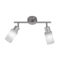 Φωτιστικό Οροφής-Σποτ Led Jones 2x320Lm 30x18x8cm Nickel Mat-White 871410207 Trio Lighting Μέταλλο,Γυαλί
