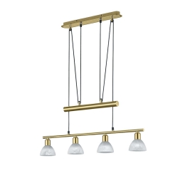 Φωτιστικό Οροφής-Ράγα Led Levisto 4x400Lm 80x160x11cm Brass Mat 371010408 Trio Lighting Μέταλλο,Γυαλί