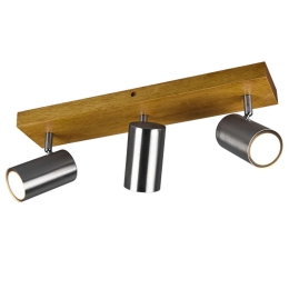 Φωτιστικό Οροφής - Σποτ Marley 812400307 3xGU10 35W 44x9x16cm Nickel Mat Trio Lighting Μέταλλο,Ξύλο
