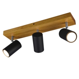 Φωτιστικό Οροφής - Σποτ Marley 812400332 3xGU10 35W 44x9x16cm Black Mat Trio Lighting Μέταλλο,Ξύλο