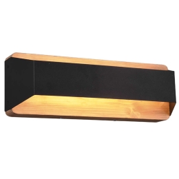 Φωτιστικό Τοίχου - Απλίκα Arino 224819132 13,5W Led 35,2x12cm Black Mat Trio Lighting Μέταλλο,Ξύλο