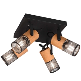 Φωτιστικό Οροφής - Σποτ Tosh 804300432 4xE14 40W 22x22x19,5cm Natural-Black Trio Lighting Metal,Wood