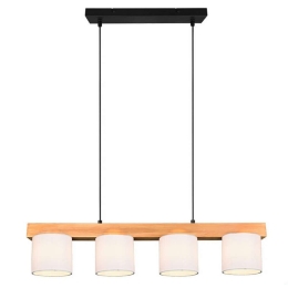 Φωτιστικό Οροφής - Ράγα Cameron R30654001 4xE14 28W 75x150cm Natural-White RL Lighting Ξύλο,Ύφασμα