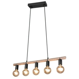 Φωτιστικό Οροφής - Ράγα Einar R30605032 5xE27 40W 80x150cm Black-Beige RL Lighting Σχοινί,Μέταλλο