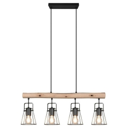 Φωτιστικό Οροφής - Ράγα Jaipur R30614032 4xE27 25W 80x150cm Natural-Black RL Lighting Μέταλλο,Ξύλο