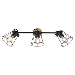Φωτιστικό Οροφής - Σποτ Jaipur R80613032 3xE27 60W 62x31cm Natural-Black RL Lighting Μέταλλο,Ξύλο