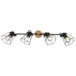 Φωτιστικό Οροφής - Σποτ Jaipur R80614032 4xE27 60W 83x31cm Natural-Black RL Lighting Μέταλλο,Ξύλο