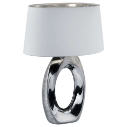 Φωτιστικό Επιτραπέζιο Taba R50521089 1xE27 60W 24x38x52cm Silver-White RL Lighting Κεραμικό,Ύφασμα