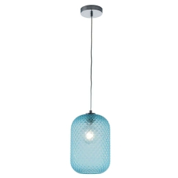 Φωτιστικό Οροφής Ashford I-ASHFORD-S20 BLU 1xE27 Φ20cm 150cm Aqua Luce Ambiente Design Γυαλί
