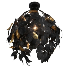 Φωτιστικό Οροφής - Πλαφονιέρα Leavy R60461032 Φ38x58cm 1xE27 28W Black-Gold RL Lighting