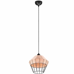 Φωτιστικό Οροφής Borka R31261936 Φ30x150cm 1xE27 40W Black-Natural RL Lighting