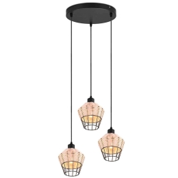Φωτιστικό Οροφής Borka R31263336 Φ41x150cm 3xE27 40W RL Natural-Black Lighting