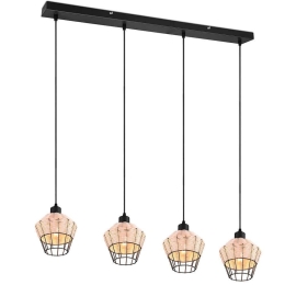 Φωτιστικό Οροφής - Ράγα Borka R31264036 95x17x150cm 4xE27 40W Natural-Black RL Lighting
