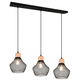 Φωτιστικό Οροφής - Ράγα Valeria R31283032 80x18x150cm 3xE27 40W Black-Natural RL Lighting