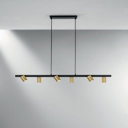 Φωτιστικό Οροφής - Ράγα I-Nizza-S6 GU10 150x110x15cm Black-Gold Luce Ambiente Design