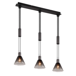 Φωτιστικό Οροφής - Ράγα Stanley 319500332 95x19x80/160cm 3xE27 40W Black-Smoke Trio Lighting