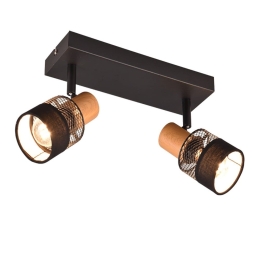 Φωτιστικό Οροφής - Πλαφονιέρα Nandina 81170023 38x8x17cm 2xE14 Black-Natural Trio Lighting