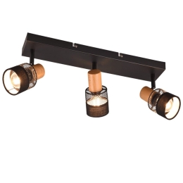 Φωτιστικό Οροφής - Πλαφονιέρα Nandina 811700332 58x8x17cm 3xE14 10W Black-Natural Trio Lighting