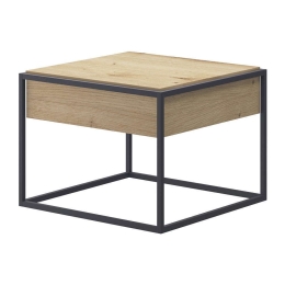 Τραπεζάκι Σαλονιού Με Συρτάρι Enjoy 40112-ENJ 60x42x60cm Natural-Black Μελαμίνη,Μέταλλο