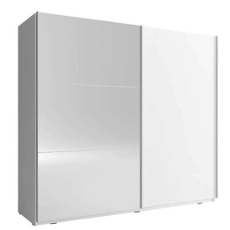 Ντουλάπα Δίφυλλη Συρόμενη Με Καθρέπτη 24112-MK2w-150 150x214x63cm White Δίφυλλη Μοριοσανίδα