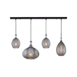 Φωτιστικό Οροφής - Ράγα 19240 Smoked Grey-Black Matt Μέταλλο,Γυαλί