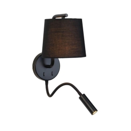 Φωτιστικό Τοίχου - Απλίκα Με Σποτ Led H57 Black Μέταλλο,Ύφασμα