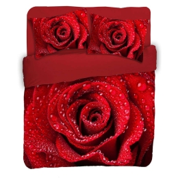 Σεντόνια Σετ 4Τμχ. Σχ. Πάσιον Red Viopros Υπέρδιπλo 240x260cm 100% Βαμβάκι