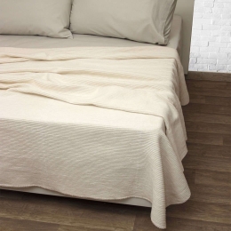 Κουβέρτα Πικέ Μελίνα Ecru Viopros Μονό 160x220cm Βαμβάκι-Ακρυλικό