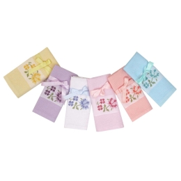 Ποτηρόπανο Κεντητό Πικέ Σχ. Λάουρα Pink Viopros 45x75cm 100% Βαμβάκι