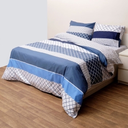 Σεντόνια Όστιν (Σετ 3τμχ) Blue Viopros Μονό 160x260cm 100% Βαμβάκι