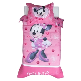 Παπλωματοθήκη Βρεφική Minnie 60 (Σετ 2τμχ) 2 Όψεων Pink Viopros 100x135cm 100% Βαμβάκι