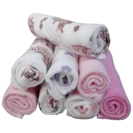 Λαβέτες Βρεφικές Φροτέ Βελουτέ 191 (Σετ 8τμχ) White-Pink Viopros Σετ Πετσέτες 23x23cm 100% Βαμβάκι