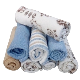 Λαβέτες Βρεφικές Φροτέ Βελουτέ 192 (Σετ 8τμχ) Beige-Blue Viopros Σετ Πετσέτες 23x23cm Βαμβάκι-Πολυέστερ