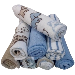 Λαβέτες Βρεφικές Φροτέ Βελουτέ 194 (Σετ 8τμχ) Beige-Blue Viopros Σετ Πετσέτες 23x23cm 100% Βαμβάκι