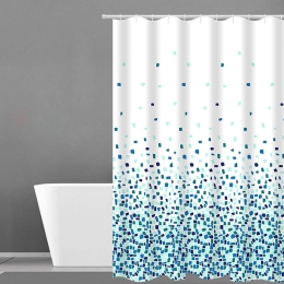 Κουρτίνα Μπάνιου 509 White-Blue Anna Riska 180Πx180Υ 180x180cm Πολυέστερ