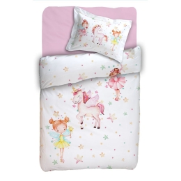 Παπλωματοθήκη Βρεφική Iris (Σετ 2τμχ) White-Pink Anna Riska 115x155cm 100% Βαμβάκι
