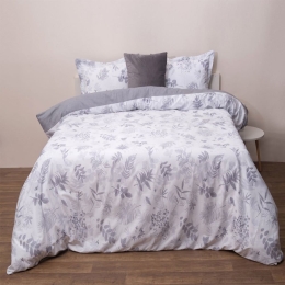 Σεντόνια Satin 4003 (Σετ 4τμχ) White-Grey Anna Riska Υπέρδιπλo 230x260cm 100% Βαμβακοσατέν