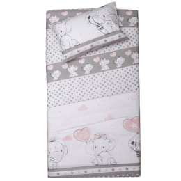 Παπλωματοθήκη Βρεφική Έμιλυ (Σετ 2τμχ) Grey-Pink Viopros 120x160cm 100% Βαμβάκι