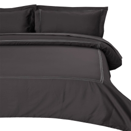 Σεντόνια Satin Embroidered Classico 4 (Σετ 4τμχ) Anthracite Anna Riska King Size 270x270cm 100% Βαμβακοσατέν