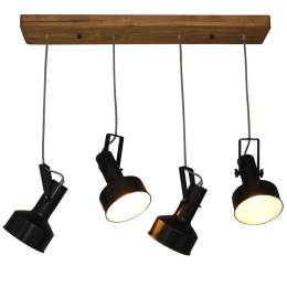 Φωτιστικό Οροφής - Ράγα HL-243S-4P 77-3050 Farcom Black  Homelighting Μέταλλο,Ξύλο