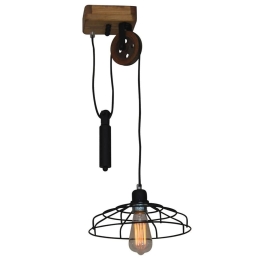 Φωτιστικό Οροφής Κρεμαστό HL-315P - 1 77-3172 Deon Black Homelighting Μέταλλο,Ξύλο